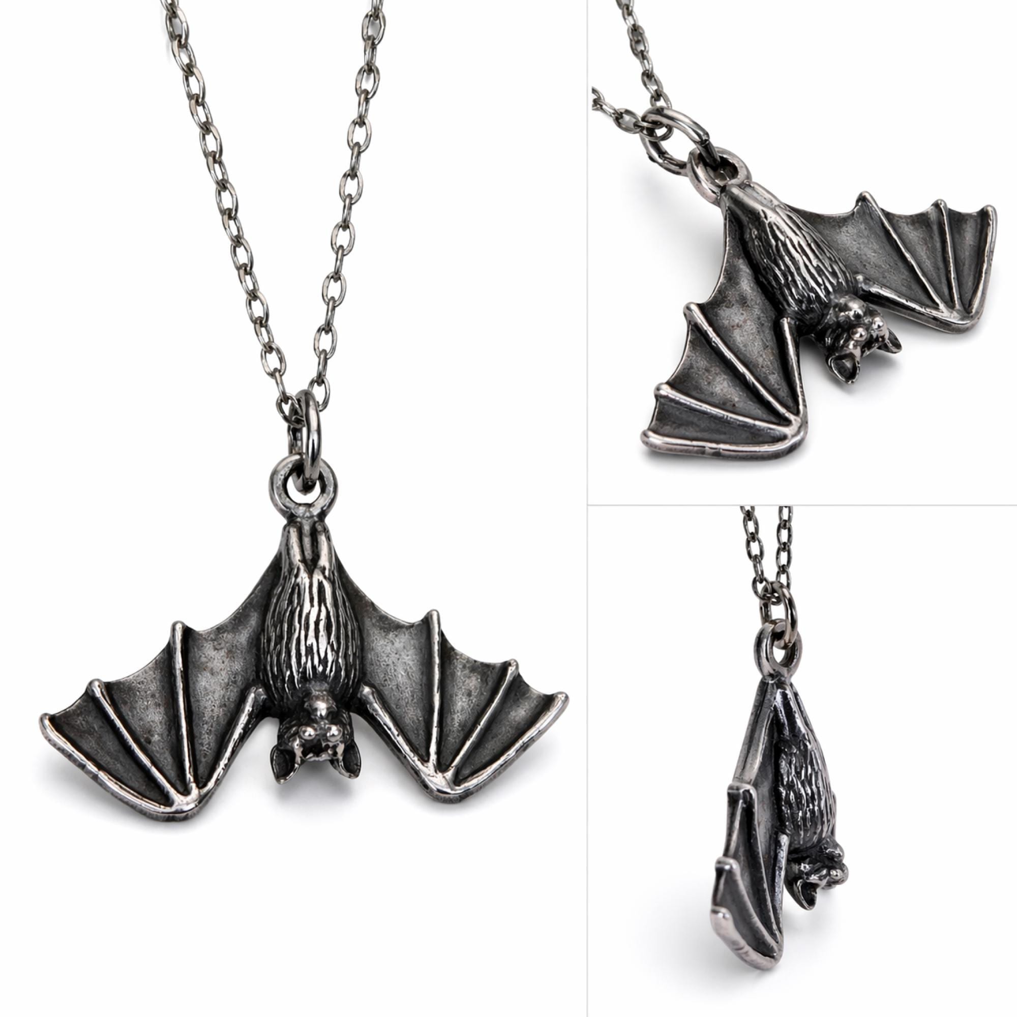 Sterling Silver Bat Pendant Gothic Necklace Hanging Charm 925 Silver ...