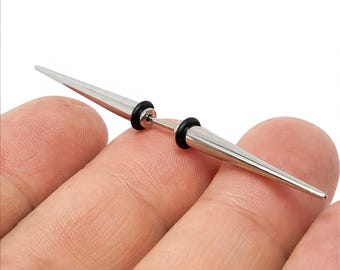 Spike Septum Bar 70mm Large Double Spiked Piercing Surgical Steel Nose Body Jewelry