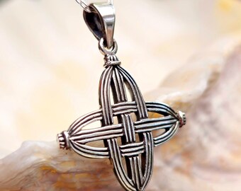 Brigid's Cross Pendant 925 Sterling Silver Woven Cross Celtic Necklace Irish Jewellery Boxed