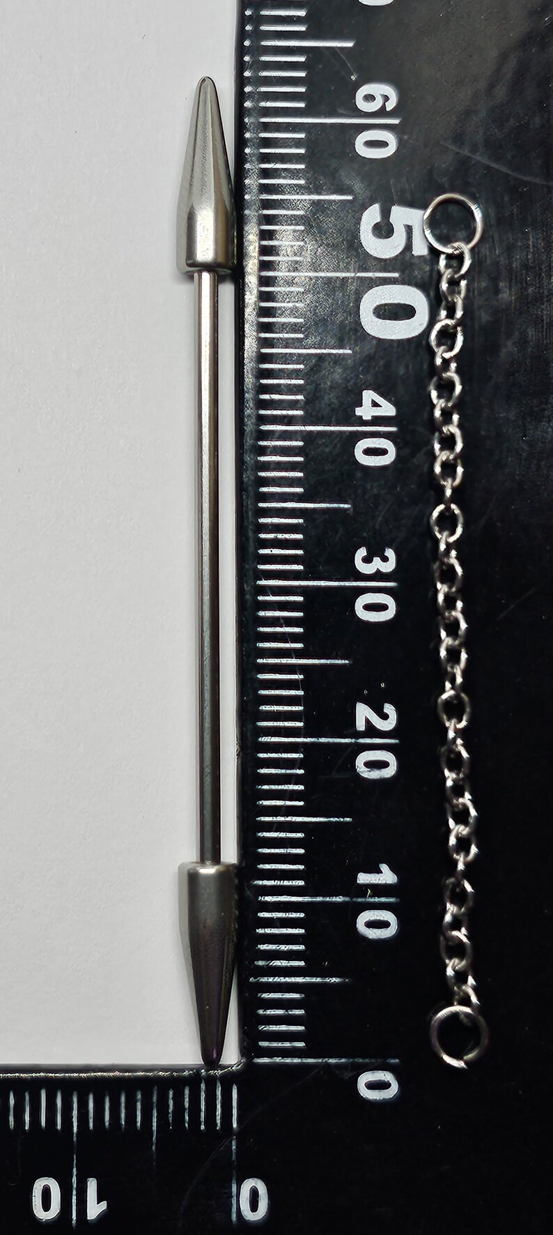 Spike Scaffold Bar Industrial Piercing Chain Surgical Steel Gothic Punk Jewellery 14G bild 9