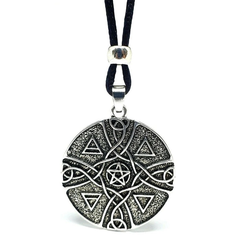 Pentacle of the Elements Necklace Pewter Pendant Earth Air Fire Water ...