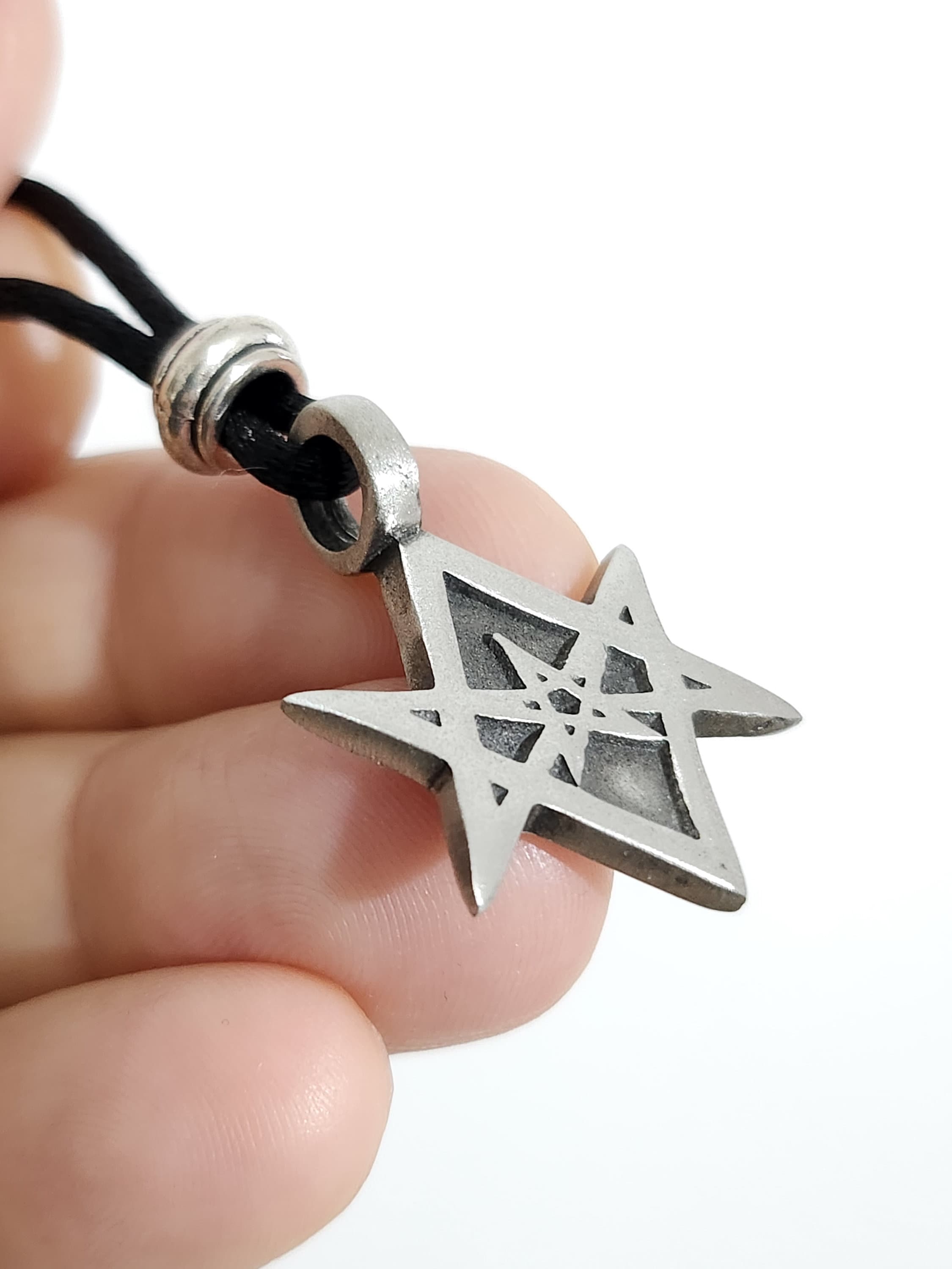Hexagram Necklace Pendant Unicursal Pewter Pendant Aleister
