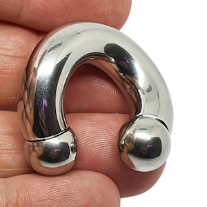 Horseshoe Twist Heavy Prince Albert Gauge Piercing 10mm 00g Approx 12mm Balls Spiral Curved 36mm Body Jewelry Surgical Steel 316L -bn86