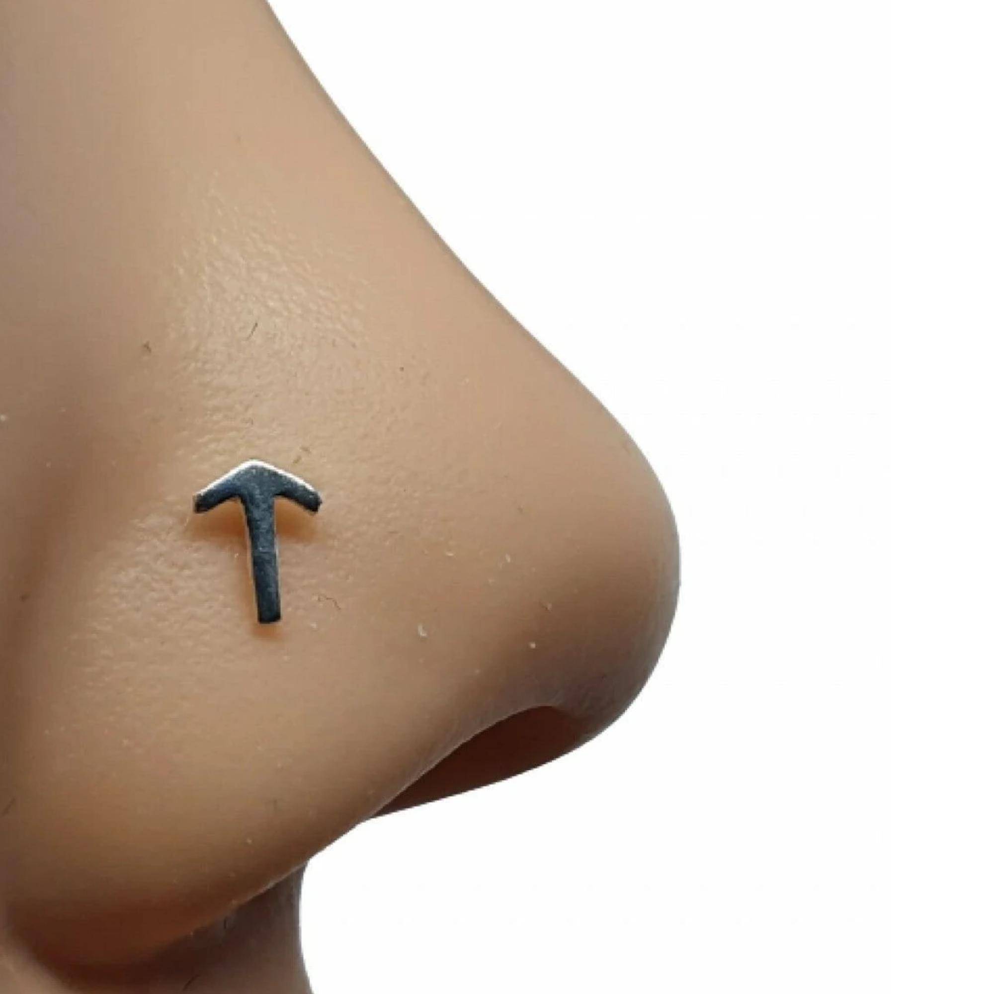Nose Stud Rune Tiwaz Viking 925 Sterling Silver L Bendable Norse