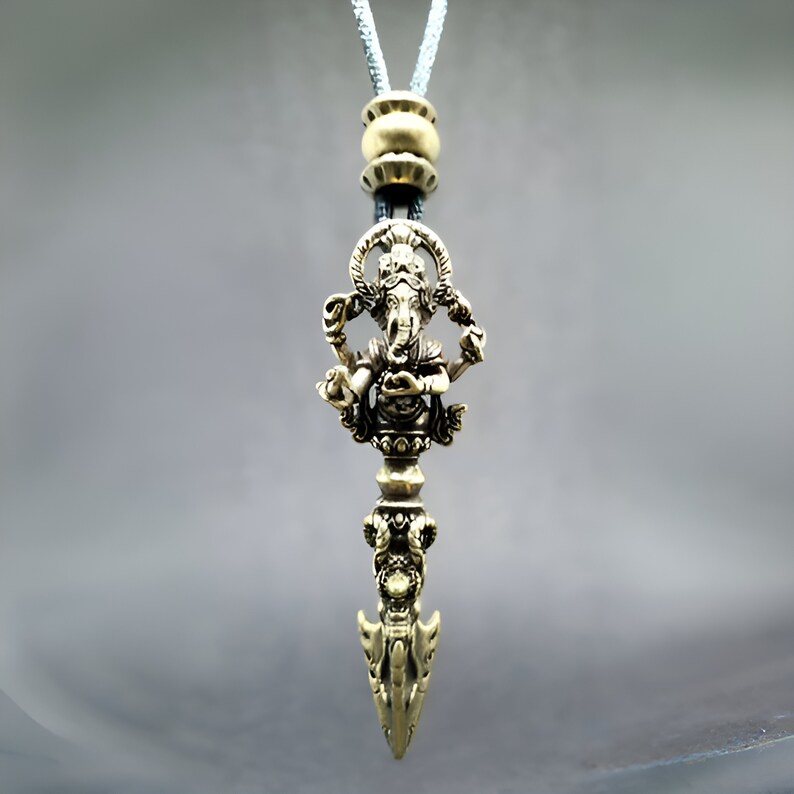 Ganesh Bronze Pendant Vajra Dorje Phurba Necklace Stake Protection