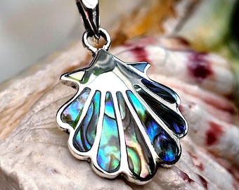 Seashell Pendant Abalone Shell 925 Sterling Silver Necklace Paua Ocean Jewellery Gift & Boxed