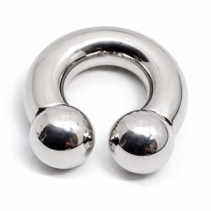 Prince Albert PA Horseshoe Ring 00G Surgical Steel 14mm Balls Heavy Gauge Circular Barbell Piercing Jewelry Large image 5