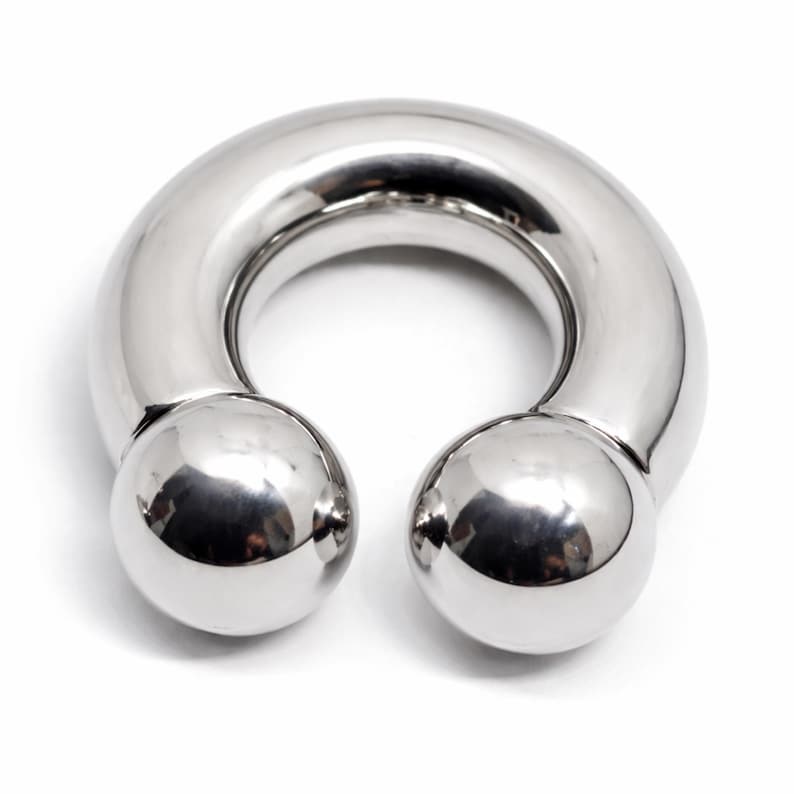 Prince Albert PA Horseshoe Ring 00G Surgical Steel 14mm Balls Heavy Gauge Circular Barbell Piercing Jewelry Large image 5