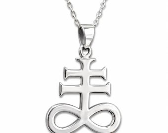 Leviathan-Kreuz-Anhänger aus Sterlingsilber, Schwefelsymbol, Halskette, okkultes Alchemie-Amulett, Geschenkbox