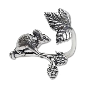Maus Brombeerblatt Ring Einstellbar 925 Sterling Silber Wrap Schmuck & Boxed