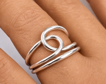 Knot Thumb Ring Adjustable 925 Silver Statement Minimalist Boho Fashion Jewelry Gift Elegant Women