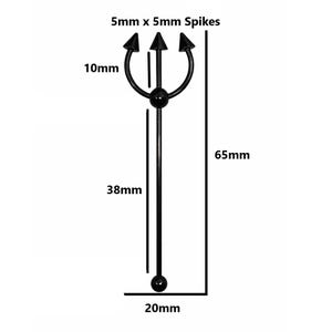 Black Trident Scaffold Piercing Fork Earring Industrial 14g (1.6mm) 316L Steel Statement Body Jewellery image 10