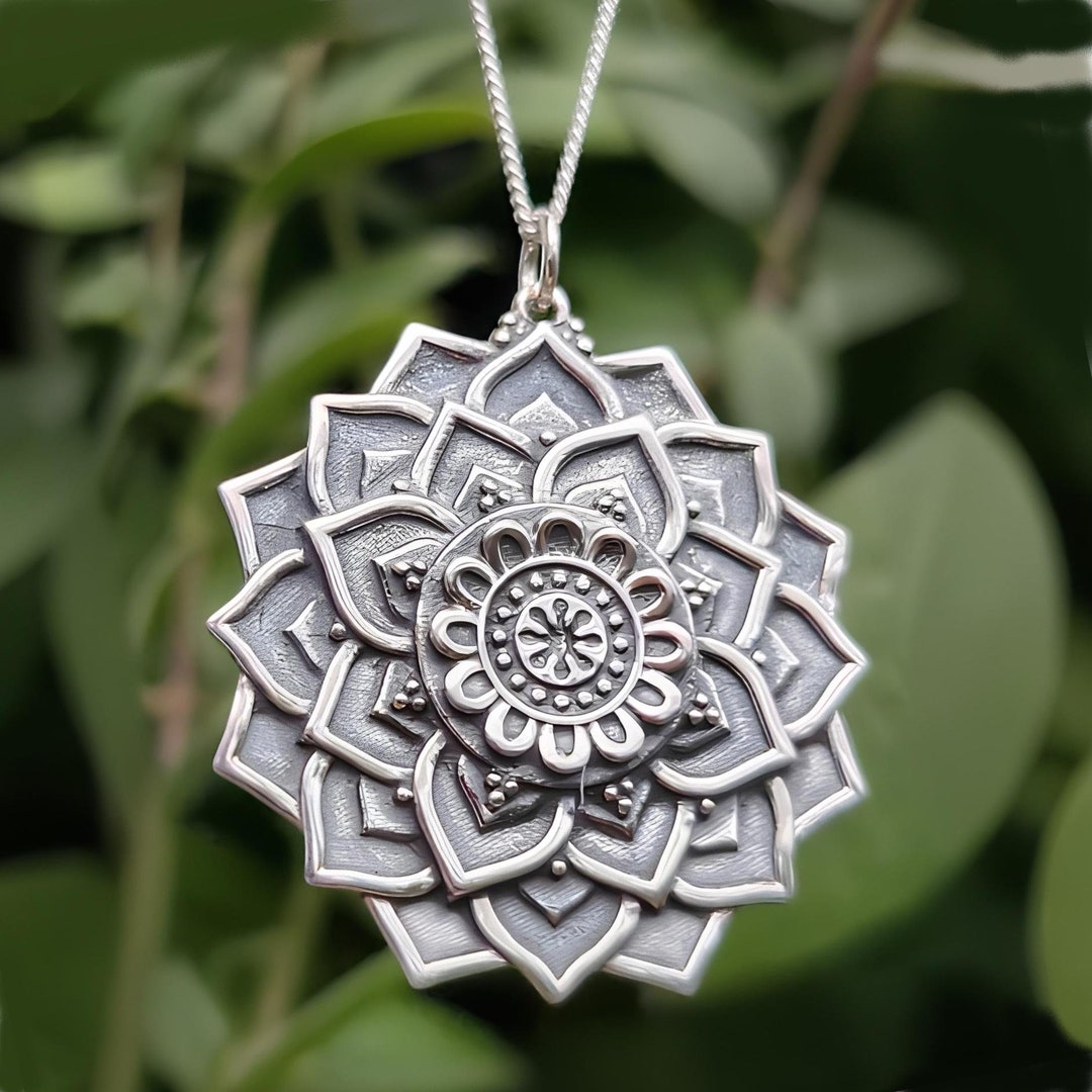 Mandala Lotus Pendant 925 Sterling Silver Mind Body & Soul