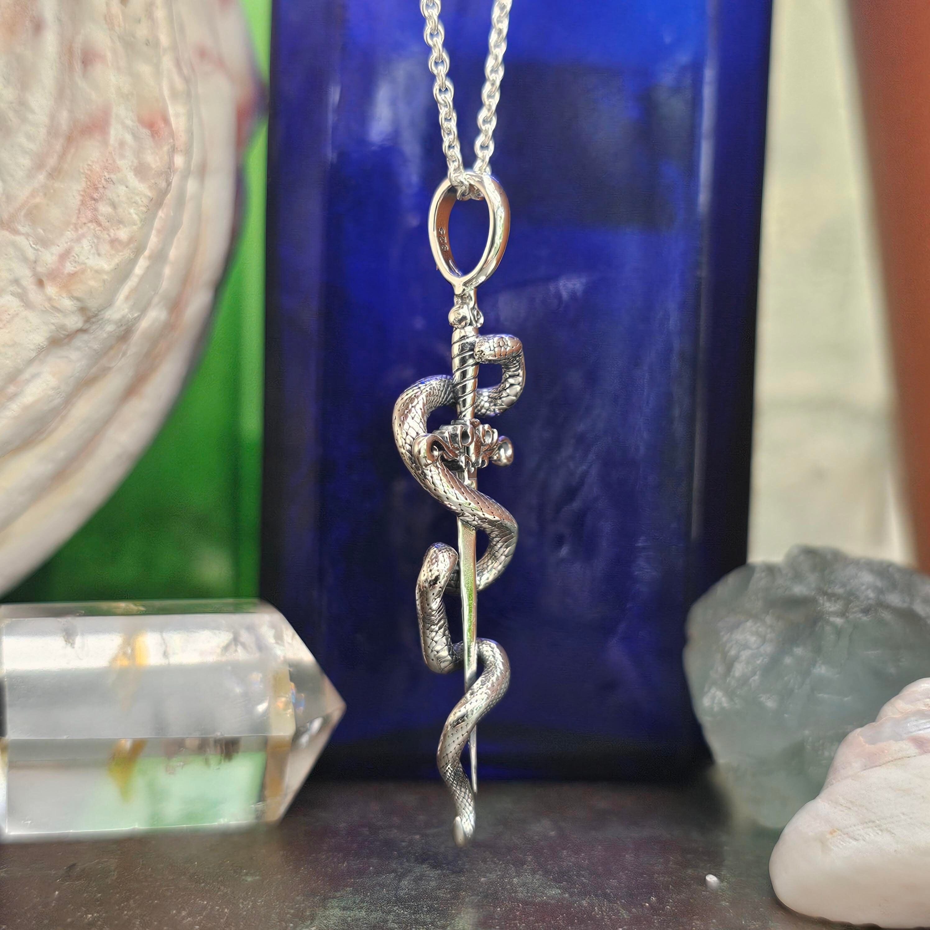 Collana con ciondolo a forma di serpente in argento sterling, regalo di gioielli a forma di serpente per uomo - Italia