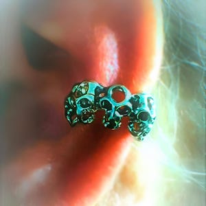 Skull Ear Cuff Clip On Non Piercing Cuff Hair Cuff Beard Strong Rhodium Plated Brass Orbital Earring Gothic Twee Bohemian Jewellery (cuffbn)