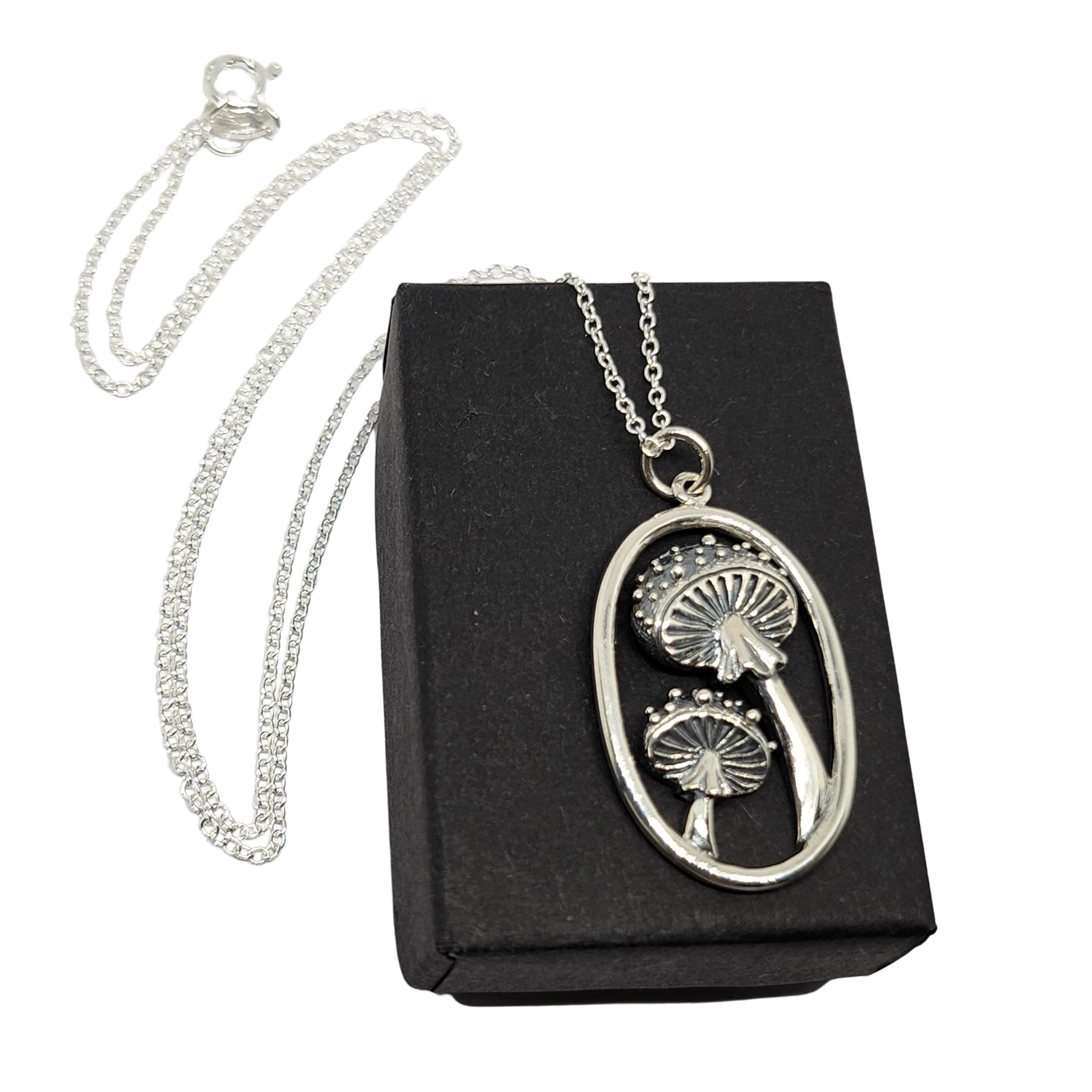 Silver Plated 3D Mushroom Pendant Necklace – 1 Inch Toadstool Charm On 18" Zinc Alloy Chain, Magic Shroom Jewelry - View #8
