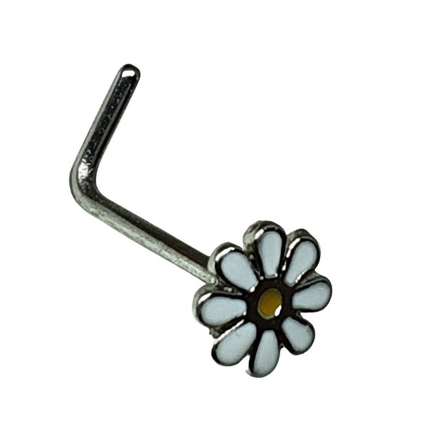 Enamelled Oxide Daisy Nose Stud Piercing Daisy Nose Stud Flower Enamelled 20 Gauge (0.8mm) 316L Steel L Bent Pin Jewellery (B5l6)