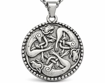 Kells Cat Pendant Triple Cats Trinity Celtic Knotwork Symbolic Spiritual Jewellery & Boxed