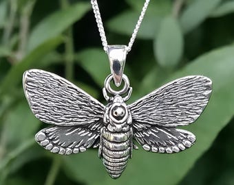 Death's Head Hawk Moth-hanger 925 sterlingzilveren gotische bohoketting Sieraden en doos