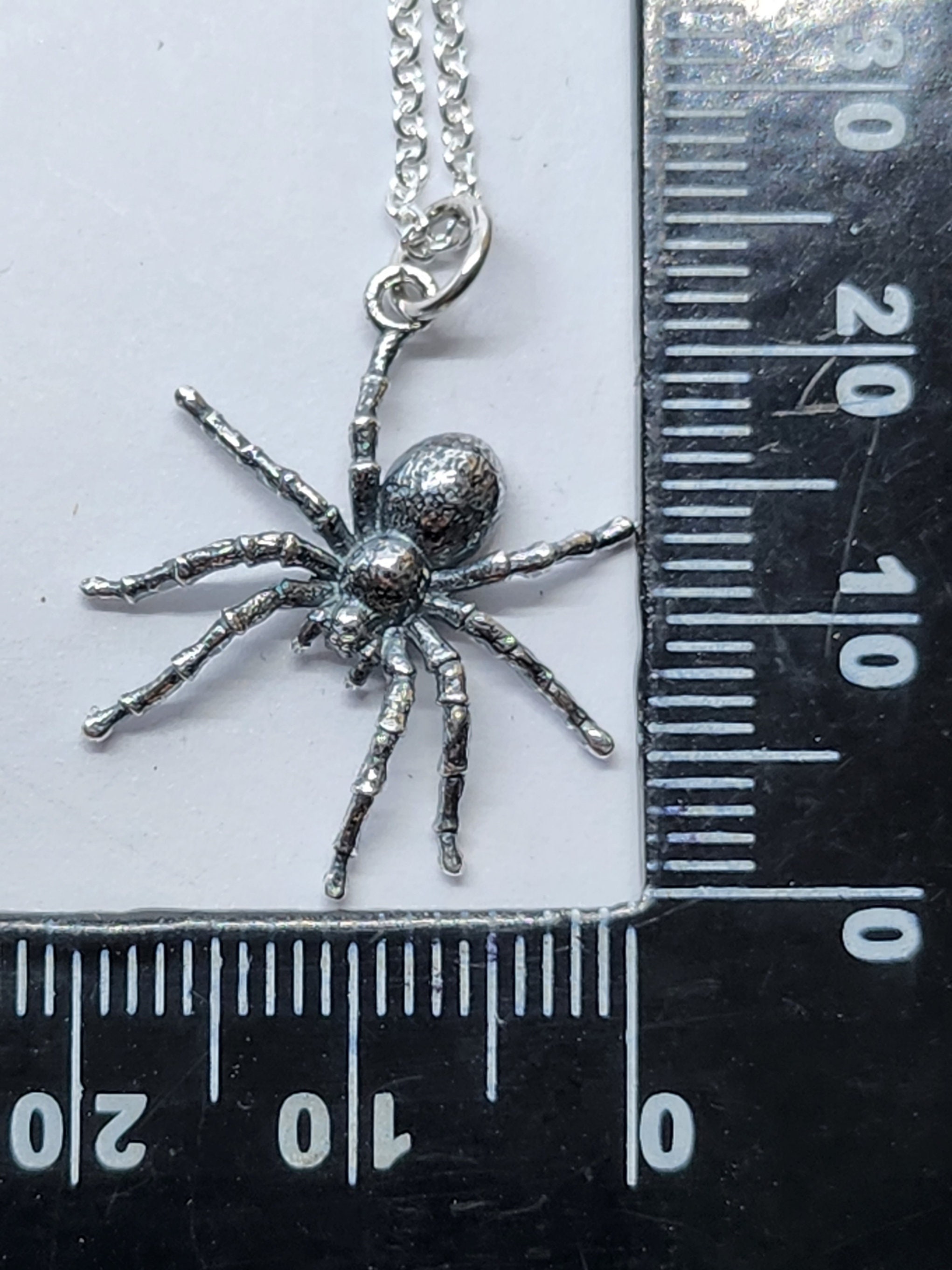 スパイダーペンダントネックレス 925シルバー 牙付きスパイダー