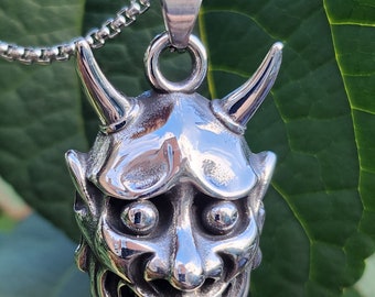 Hannya Mask Pendant Necklace Stainless Steel Japanese