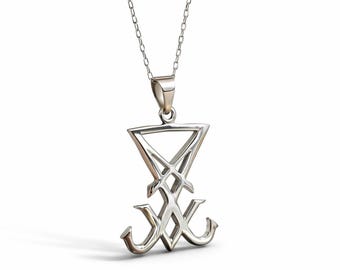 Sigil of Lucifer Pendant Sterling Silver Occult Necklace Gothic Esoteric Talisman Jewellery Gift