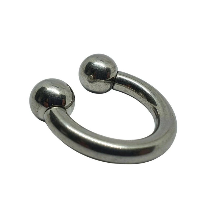 Prince Albert CBB Horseshoe 6 Gauge 4mm 25mm 8mm Balls 316L Steel Body Jewellery image 8