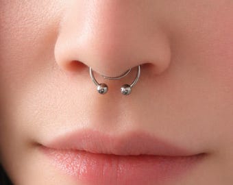 Fake Nose Piercing Horseshoe Clip On Ball Ring Imitation Circular Septum Jewellery - Color Choice
