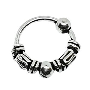 Nose Ring Bali Tribal Tiny 6mm 22g (0.6mm) Oxide 925 Sterling Silver Sleeper Hoop Ring Earring Upper Helix Daith Rare Size Ring (b6l12)