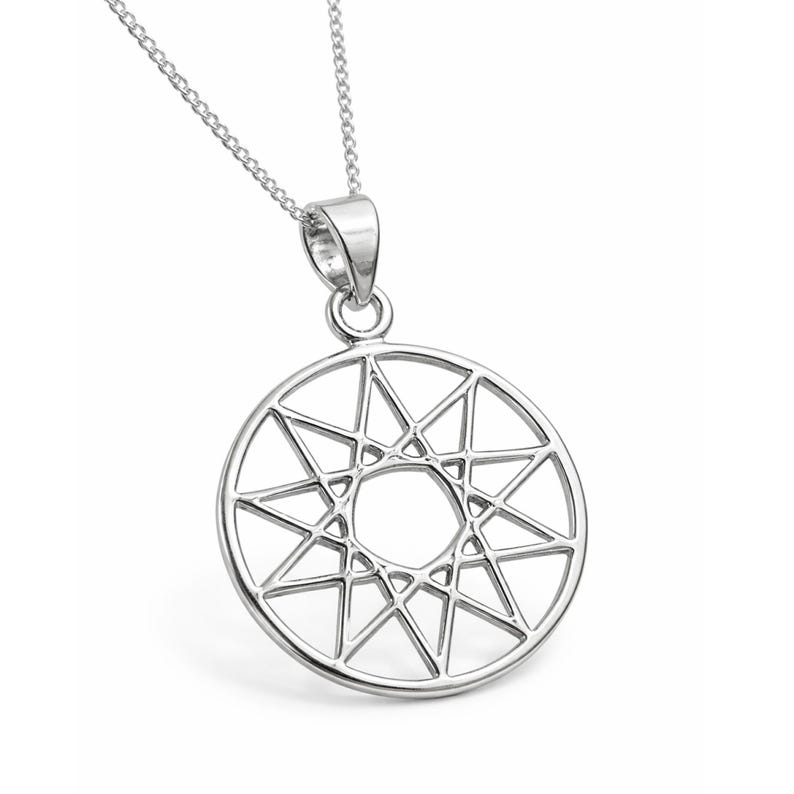 Unicursal Star Pendant 925 Sterling Silver Necklace Thelma Decagram ...
