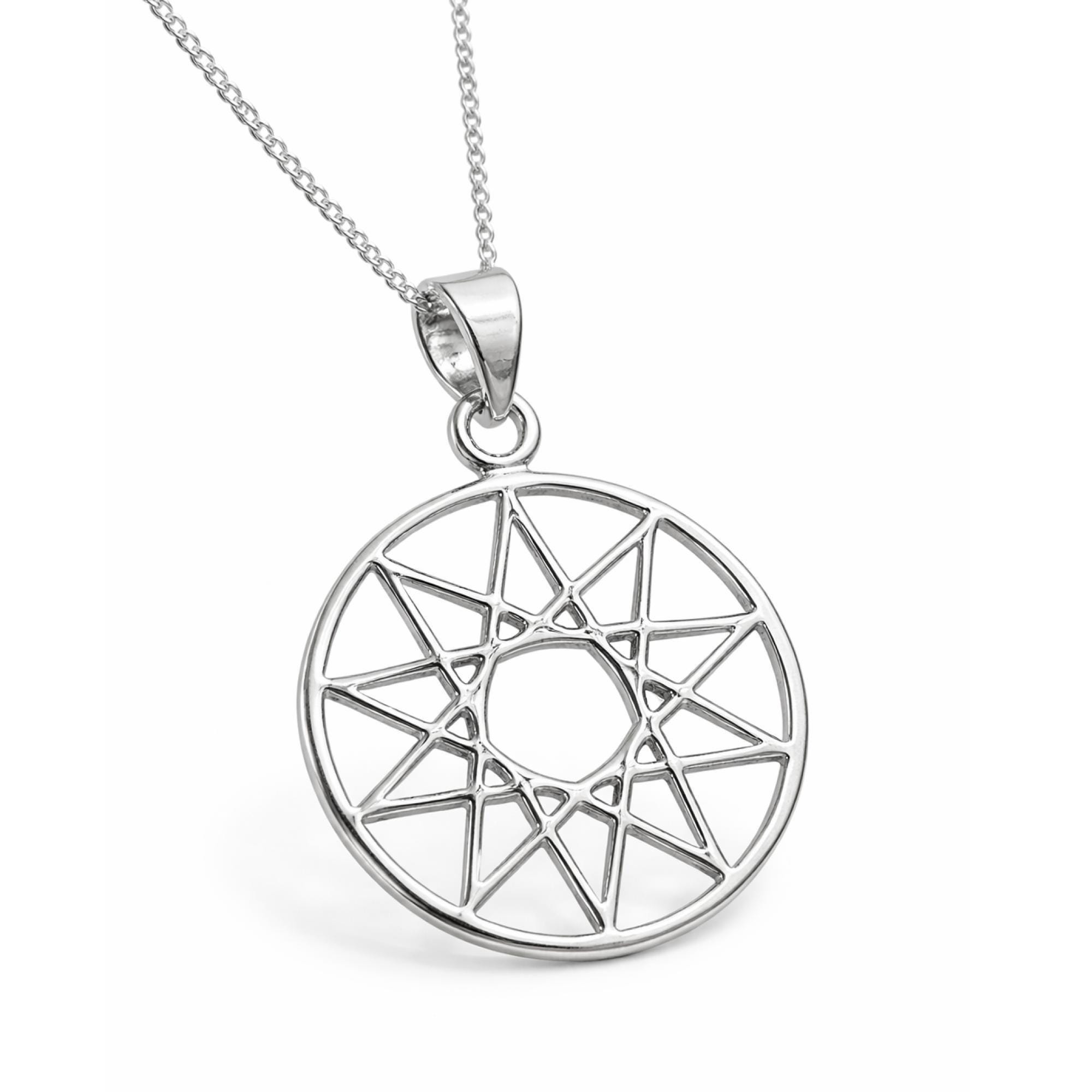 Unicursal Star Pendant 925 Sterling Silver Necklace Thelma Decagram ...
