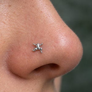 Frog Nose Stud Sterling Silver Amphibian Boho Nature Piercing Animal Gift Alternative