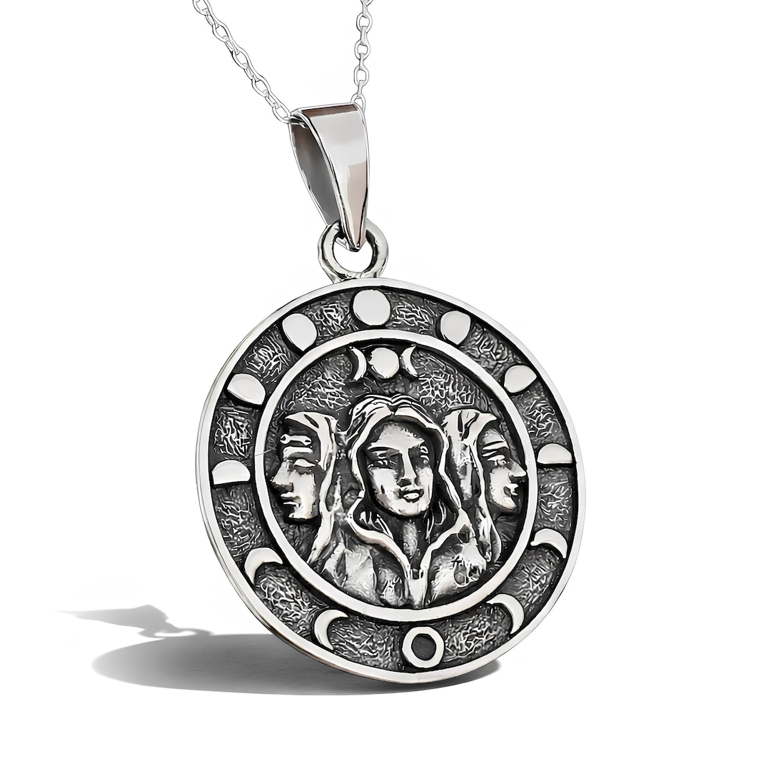 Hecate Triple Moon Pendant Dark Goddess 925 Sterling Silver Necklace ...