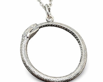 Ouroboros Snake Necklace Sterling Silver Infinity Symbol Pendant Rebirth Gothic Jewellery Gift