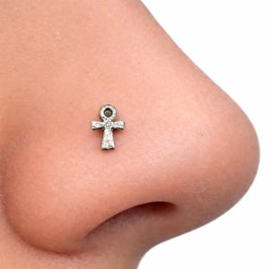 Ankh Nässtift Livets Nyckel Symbol 925 Sterling Silver Rak Böjbar Piercing Smycken