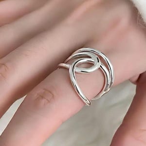 Chunky Big Knot Thumb Rings for Woman-Unique Dainty Adjustable Weaved Ring-Silver Jewelry For Woman-Christmas Gift For Her-Present