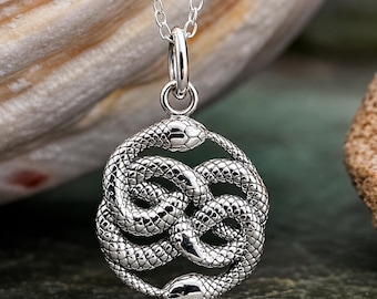 Infinity Snake Auryn Necklace Sterling Silver Eternal Love Unity