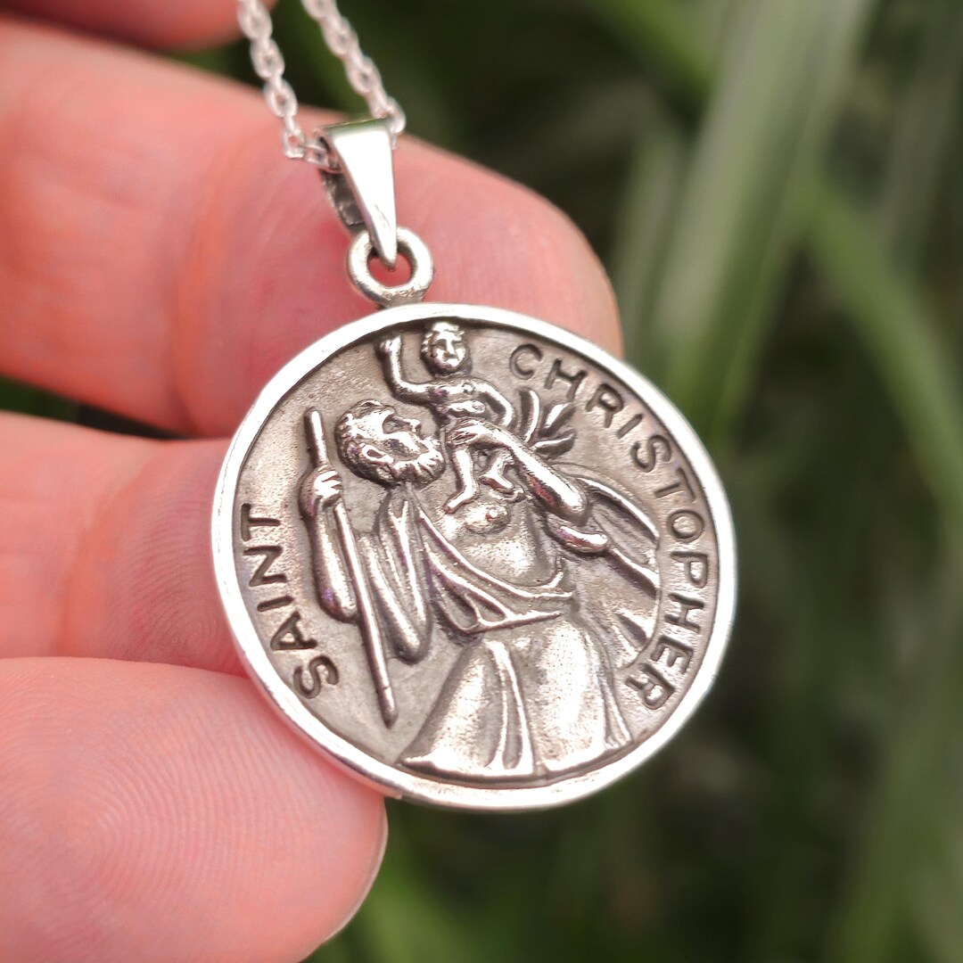 St Christopher Pendant 925 Sterling Silver Patron Saint of Travel ...