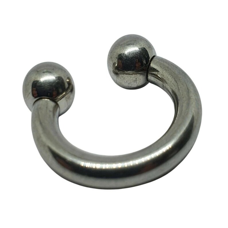 Prince Albert CBB Horseshoe 6 Gauge 4mm 25mm 8mm Balls 316L Steel Body Jewellery image 9