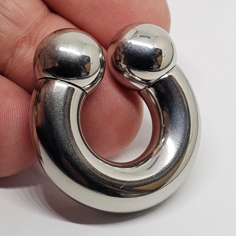 Prince Albert PA Horseshoe Ring 00G Surgical Steel 14mm Balls Heavy Gauge Circular Barbell Piercing Jewelry Large image 9
