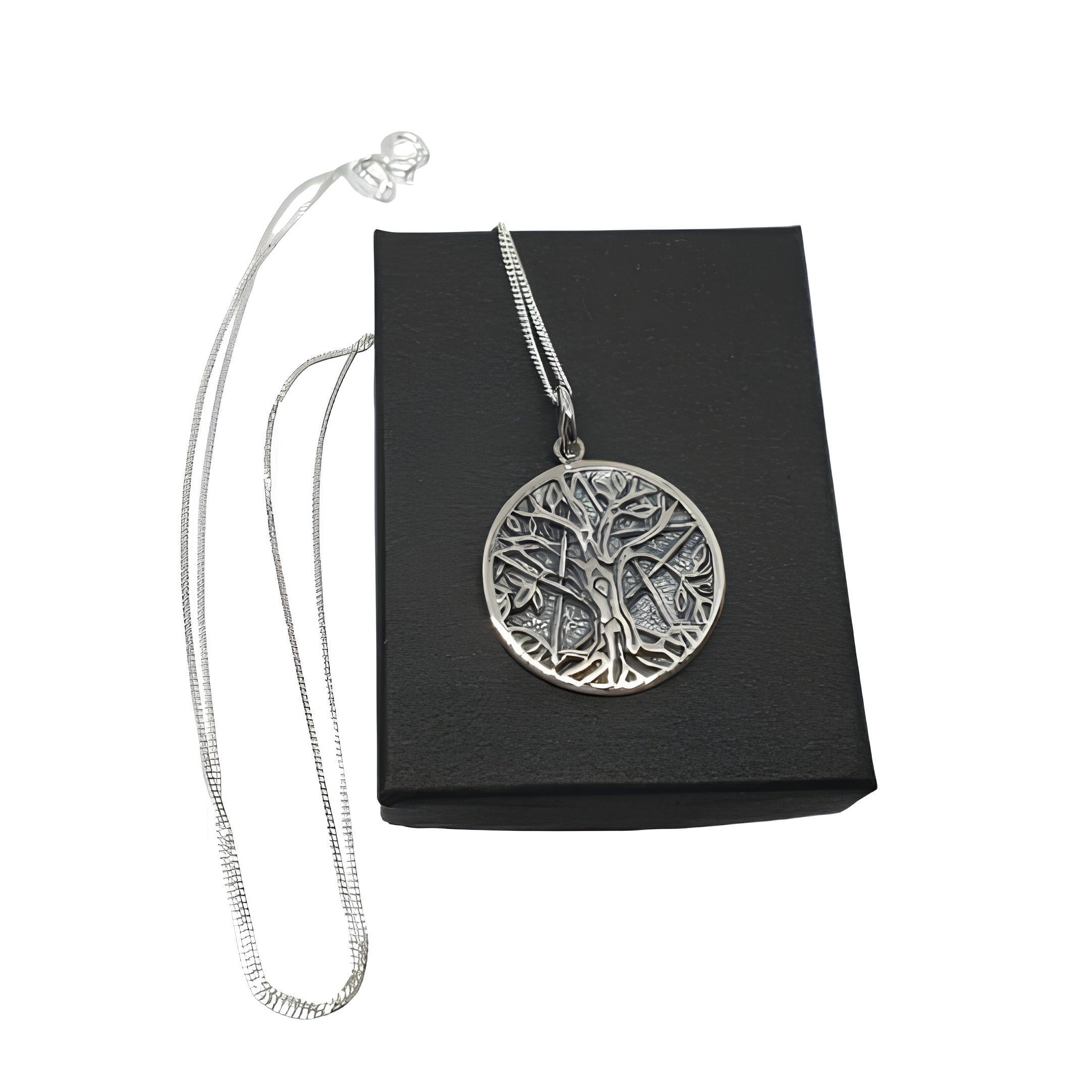 Tree of Life Pendant Pentacle Necklace Yggdrasil 925