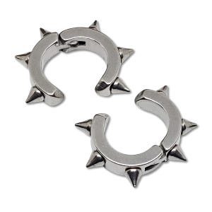 2 x Spike Ear Cuff Steel Edgy Hinged Cuff 6 Spike Hoop Lip Orbital 316L Steel Gothic Cuff Bohemian Hinged Clip On Jewelry Jewellery (swd2)