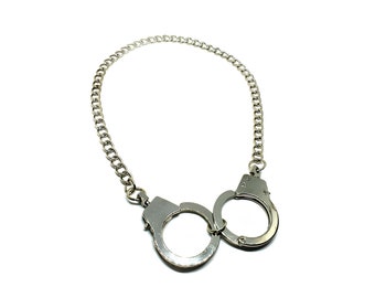 Handcuff Necklace Punk Gothic Statement Chain Choker Silver Large Alternative Jewelry Rocker Gift