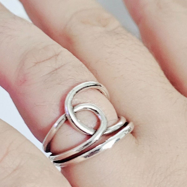 Chunky Big Knot Daumen Ringe für Frau-Einzigartige zierliche verstellbare gewebte Ring-Silber Schmuck für Frau-Weihnachtsgeschenk für sie-Präsent