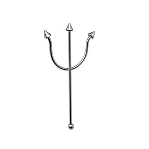 Trident Piercing Scaffold Barbell Fork Industrial Earring 16g (1.2mm) 50mm 316L Steel Body Jewellery image 10