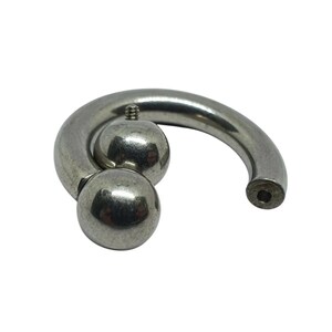 Prince Albert CBB Horseshoe 6 Gauge 4mm 25mm 8mm Balls 316L Steel Body Jewellery image 3