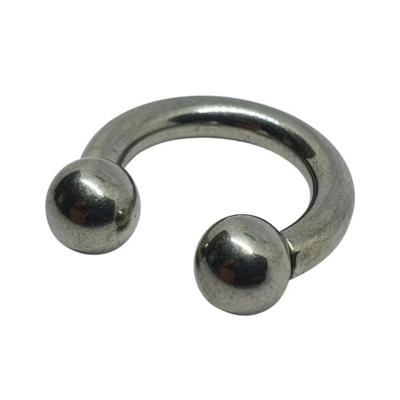Prince Albert CBB Horseshoe 6 Gauge 4mm 25mm 8mm Balls 316L Steel Body Jewellery image 4