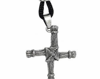 St Brigid Cross Pewter Pendant Celtic Irish Protection Imbolc Necklace Spiritual Gift & Box