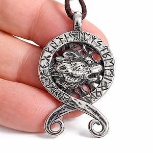 Troll Cross Wolf Pendant Necklace Stainless Steel Viking Othala Odal Protection Jewellery & Bag