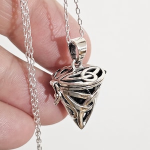 Triquetra Locket Pendant Crystal Keeper Keepsake Necklace Trinity 925 Sterling Silver Jewellery & Boxed